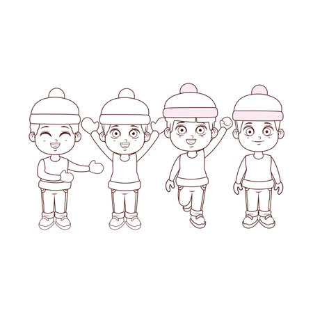 cute winter children cartoon vector illustration graphic designのイラスト素材