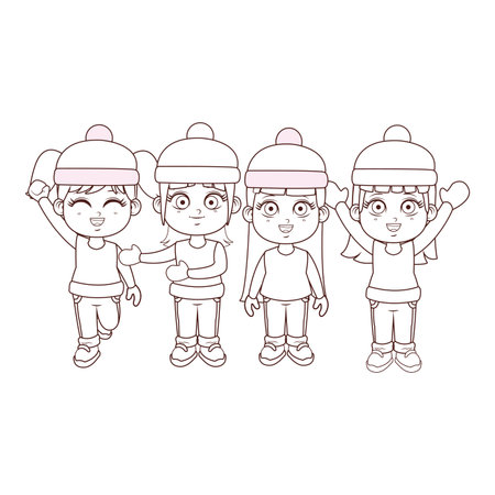 cute winter children cartoon vector illustration graphic designのイラスト素材