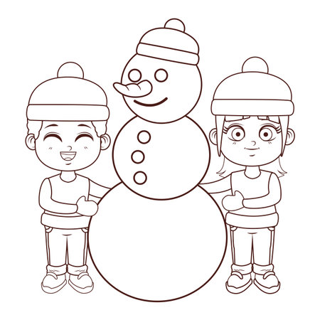 cute winter children cartoon vector illustration graphic designのイラスト素材