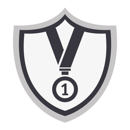 number one medal over badge black and white vector illustration graphic designのイラスト素材