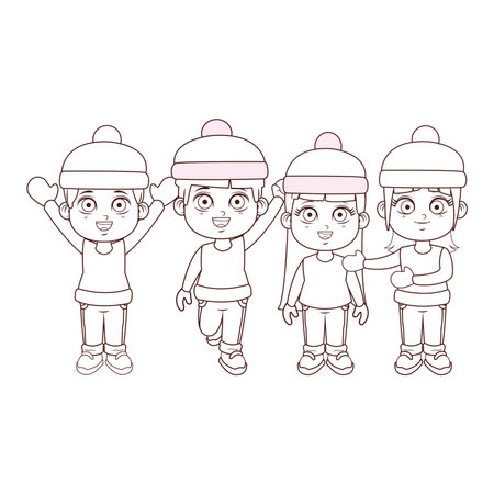 cute winter children cartoon vector illustration graphic designのイラスト素材
