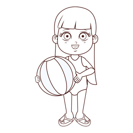 cute summer girl cartoon vector illustration graphic designのイラスト素材