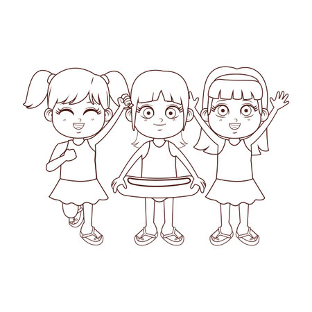 cute summer girls cartoon vector illustration graphic designのイラスト素材
