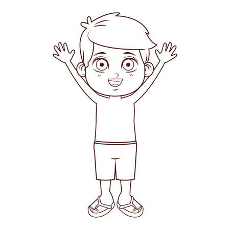 cute summer boy cartoon vector illustration graphic designのイラスト素材