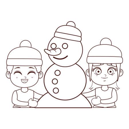 cute winter children cartoon vector illustration graphic designのイラスト素材
