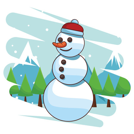 christmas snowman cartoon vector illustration graphic designのイラスト素材