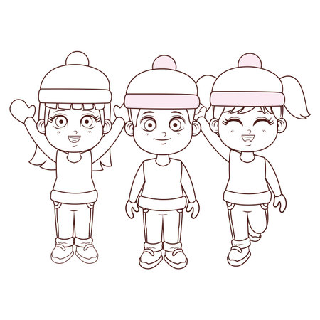 cute winter children cartoon vector illustration graphic designのイラスト素材