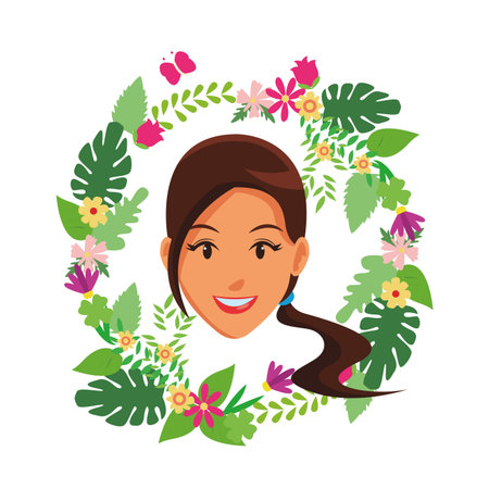 cute woman face cartoon vector illustration graphic designのイラスト素材