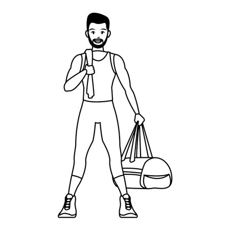 fit man doing exercise cartoon vector illustration graphic designのイラスト素材