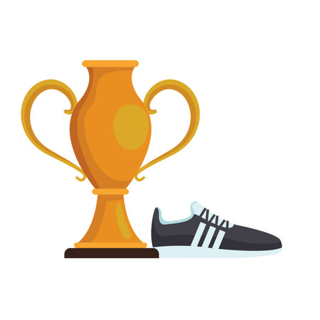 Sport and fitness trophy cup and running shoe vector illustration graphic designのイラスト素材