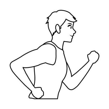 Man running profile sideview cartoon vector illustration graphic designのイラスト素材