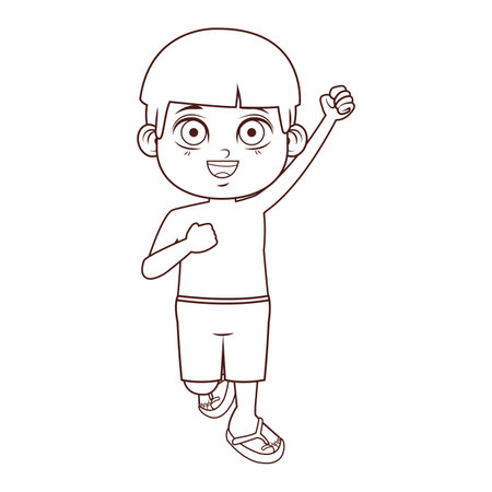 Summer boy afro with arms up cartoon vector illustration graphic designのイラスト素材