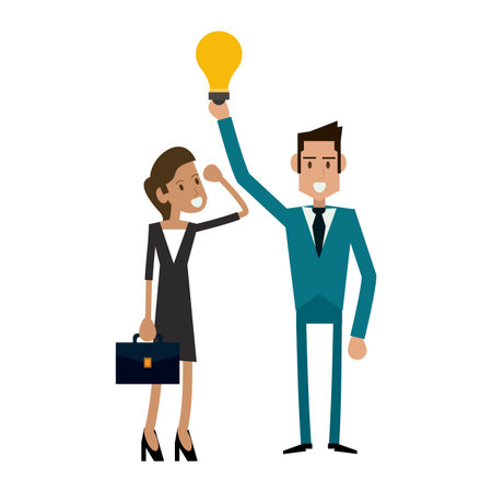 Business coworkers with big idea and briefcase vector illustration graphic designのイラスト素材