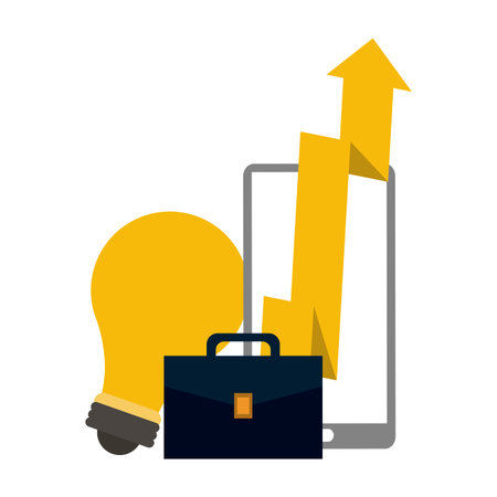 business briefcase with smartphone and big idea vector illustration graphic designのイラスト素材