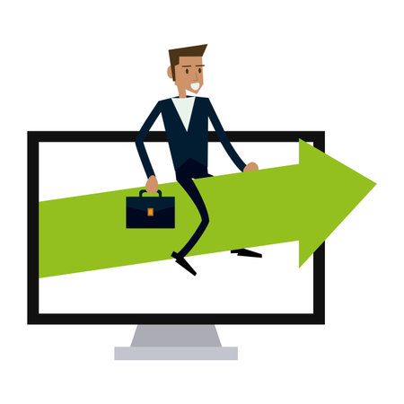 businessman on arrow on computer screen vector illustration graphic designのイラスト素材