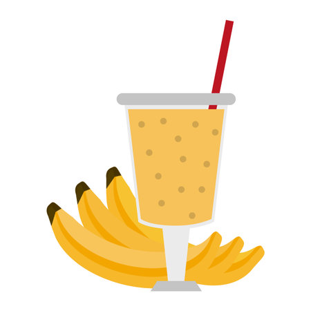 Fruit juice and smoothie bananas cup with straw vector illustration graphic designのイラスト素材