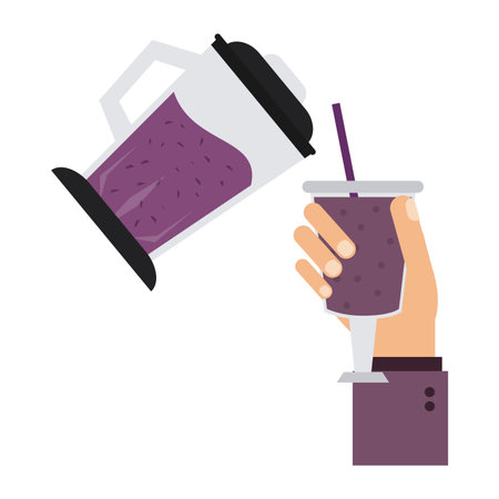 Fruit juice and smoothie blender serving in cup vector illustration graphic designのイラスト素材