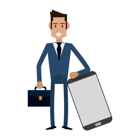 businessman with briefcae and smartphone vector illustration graphic designのイラスト素材