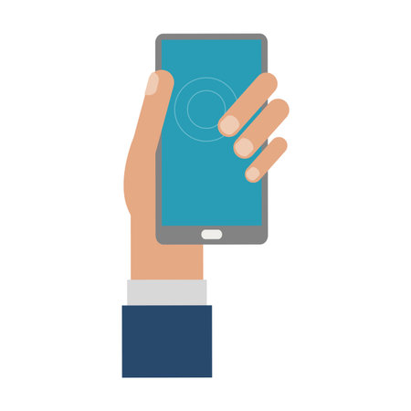 hand with smartphone cartoon vector illustration graphic designのイラスト素材