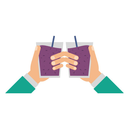 Fruit juice and smoothie hands with cups vector illustration graphic designのイラスト素材