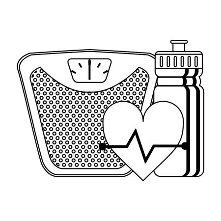Fitness and sport elements balance heart and bottle vector illustration graphic designのイラスト素材