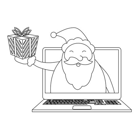 Online christmas shopping with laptop vector illustration graphic designのイラスト素材