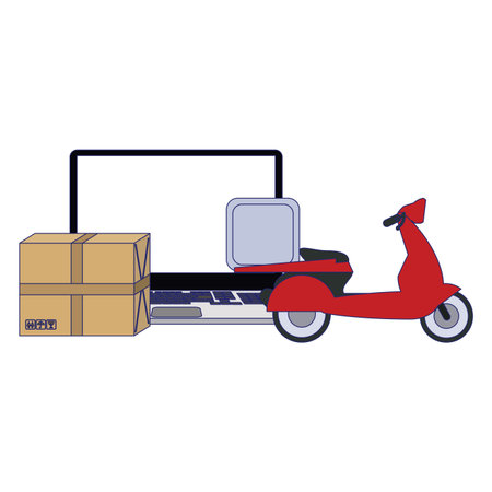 Online delivery and shipping with laptop vector illustration graphic designのイラスト素材