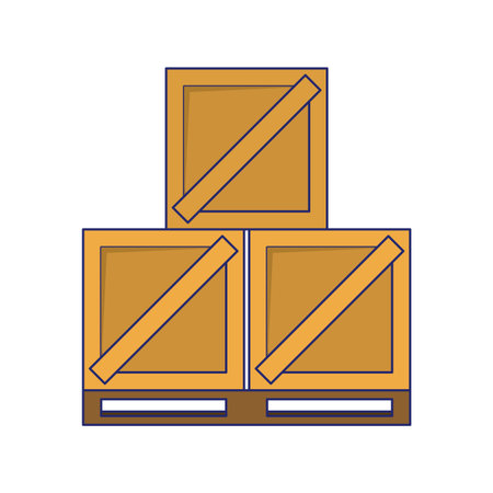 Delivery and logistics wooden boxes on stand vector illustration graphic designのイラスト素材