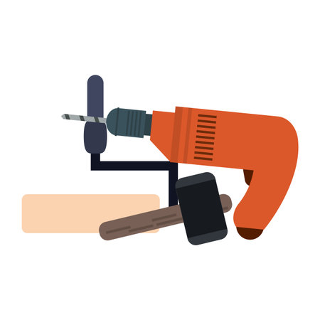 tools drill hammer and rolling pin vector illustration graphic designのイラスト素材