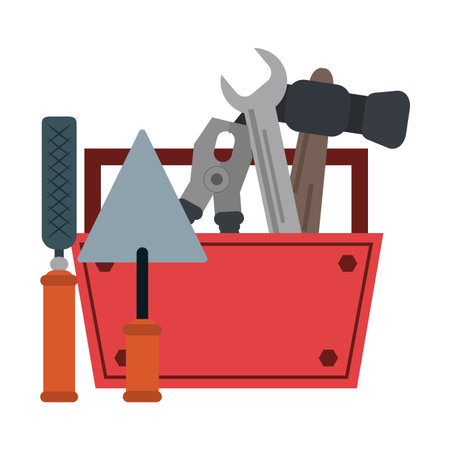 toolbox with wrench hammer plier and spatula vector illustration graphic designのイラスト素材