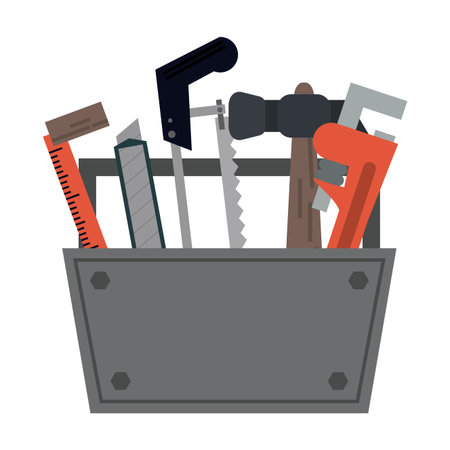 toolbox with scalpel wrench and plier vector illustration graphic designのイラスト素材