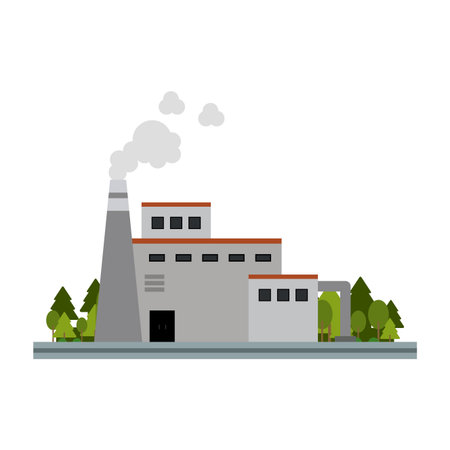 Factory building on the street vector illustration graphic designのイラスト素材