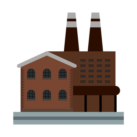 Factory building on the street vector illustration graphic designのイラスト素材