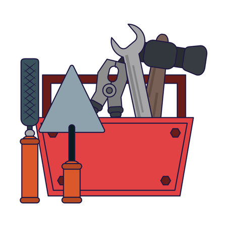 toolbox with wrench hammer plier and spatula vector illustration graphic designのイラスト素材