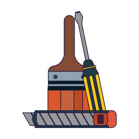 tools paint brush and screwdriver with scalpel vector illustration graphic designのイラスト素材