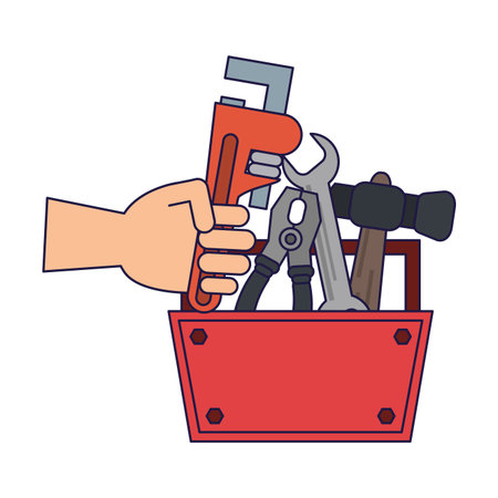 toolbox with wrench plier and hammer vector illustration graphic designのイラスト素材