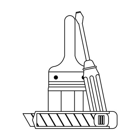 tools paint brush and screwdriver with scalpel vector illustration graphic designのイラスト素材