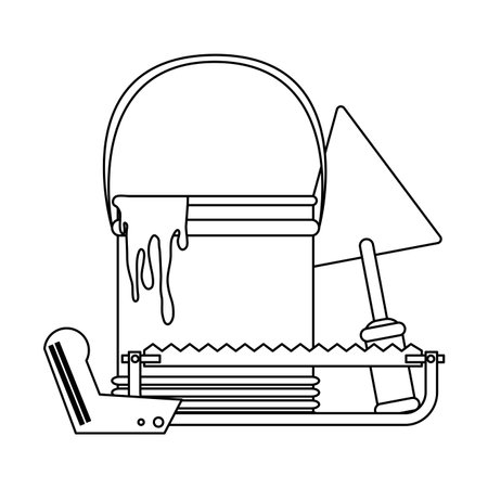 tools paint bucket and shovel with hacksaw vector illustration graphic designのイラスト素材