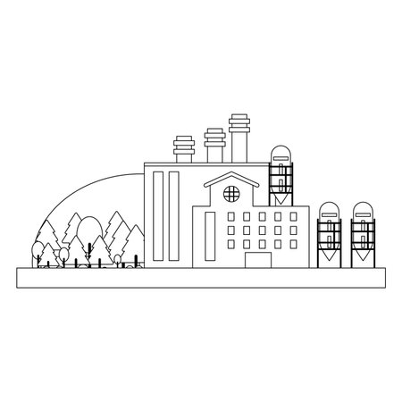 Factoy industry building on nature vector illustration graphic designのイラスト素材