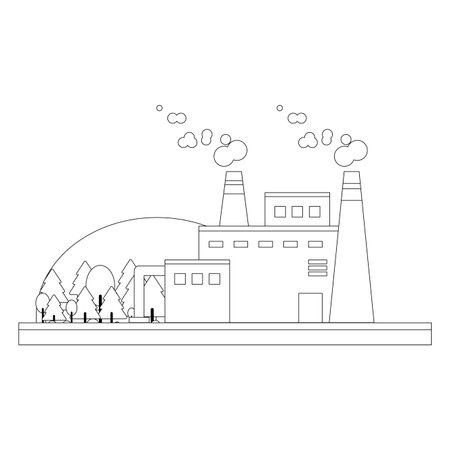 Factoy industry building on nature vector illustration graphic designのイラスト素材