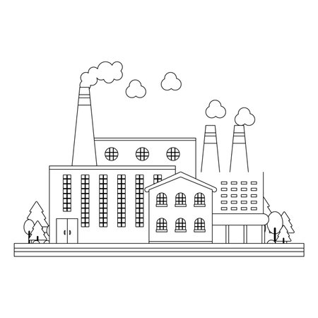 Factory building on the street vector illustration graphic designのイラスト素材