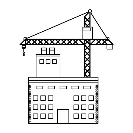 Building and crane city construction vector illustration graphic designのイラスト素材