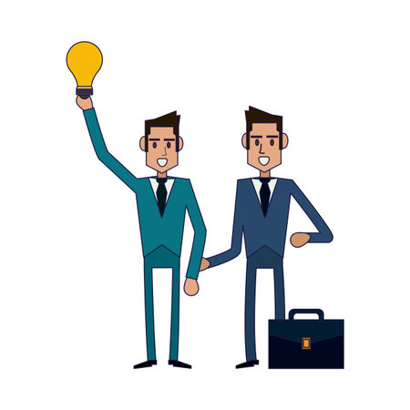 Business coworkers with big idea and briefcase vector illustration graphic designのイラスト素材