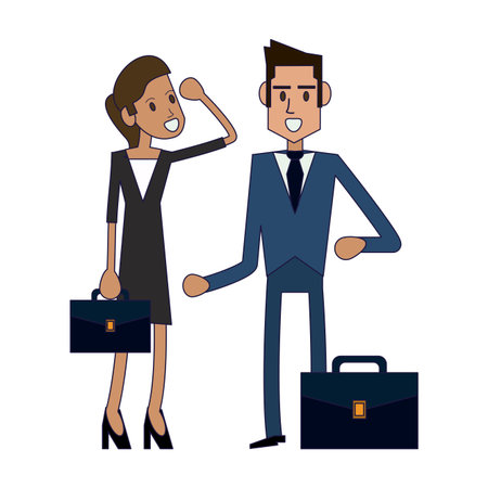 Business coworkers with briefcases vector illustration graphic designのイラスト素材