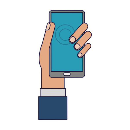 hand with smartphone cartoon vector illustration graphic designのイラスト素材