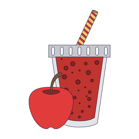 Fruit juice and smoothie apple in cup to go vector illustration graphic designのイラスト素材