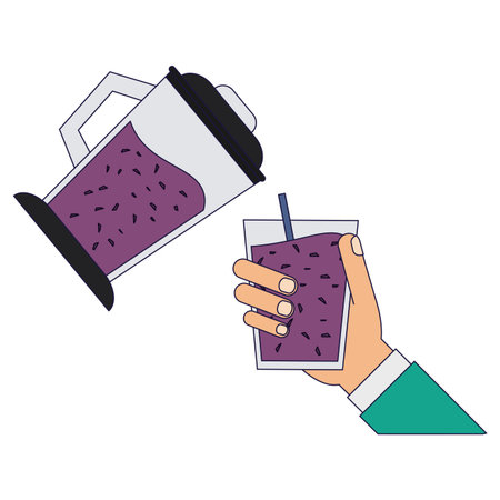 Fruit juice and smoothie blender serving in cup vector illustration graphic designのイラスト素材