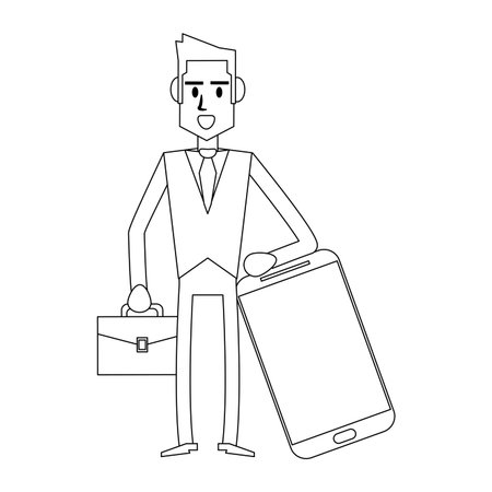 businessman with briefcae and smartphone vector illustration graphic designのイラスト素材