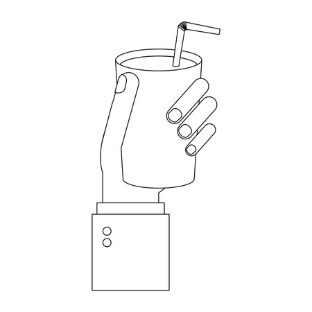 Fruit juice and smoothie hand holding glass cup vector illustration graphic designのイラスト素材