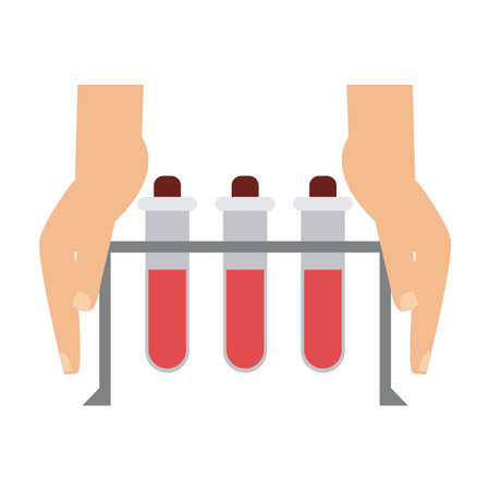 Blood test tubes hands protecting vector illustration graphic designのイラスト素材